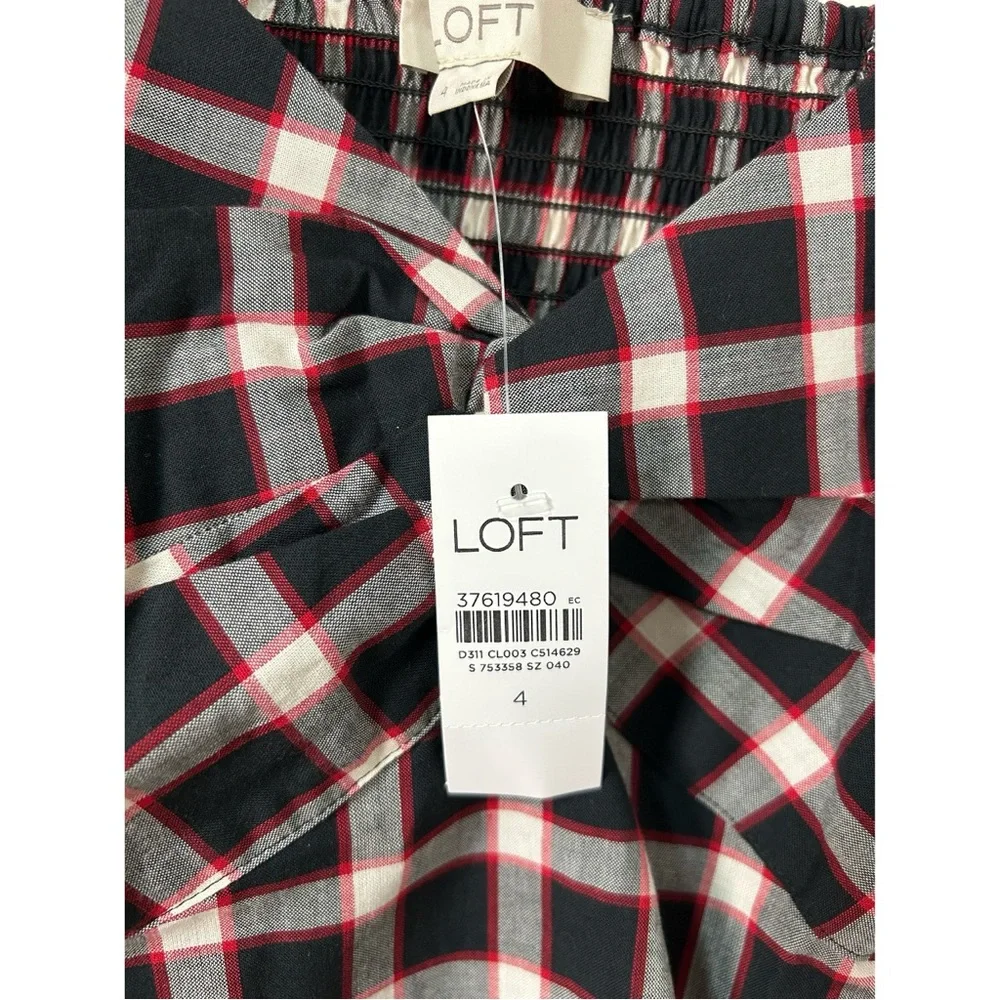 LOFT | NWT Plaid Sweetheart Blouse